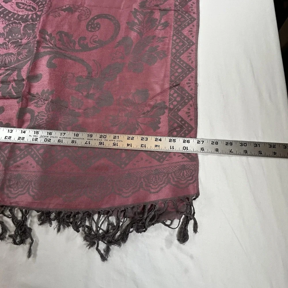 Pashmina Paisley Shawl Wrap Fringe 72 x 27 Women's Pink Black Boho